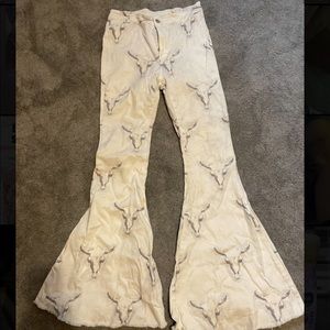 Bull Skull Flare Jeans